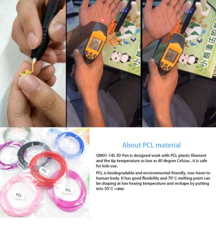 QCREATE 3D Pen QW01-14S 3D Drawing Pen with Free 10 Meters PCL 1.75mm Filament Low Temperautre Smart 3D Printing-Pen-Doodler-DIY